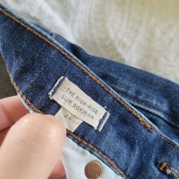 Madewell Slim High-Rise Boyjean Blue Boyfriend Jeans Distressed 26 Medium - Picture 5 of 7